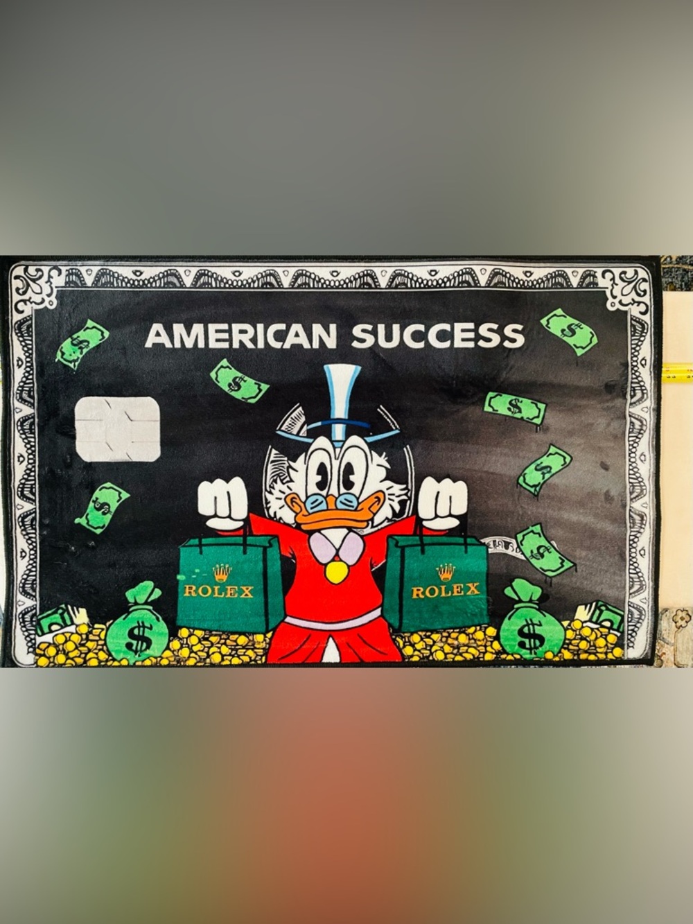 American Success Scrooge McDuck Canvas Art with Rolex Bags Rug